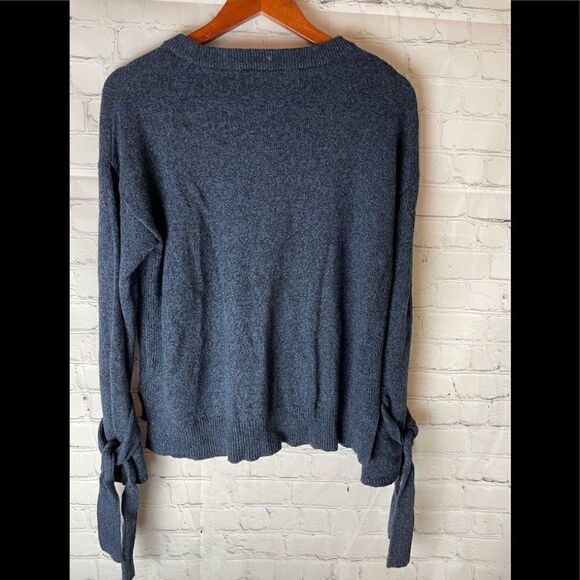 Madewell Tie-Cuff Pullover Sweater Small Blue/Gray - Picture 11 of 12